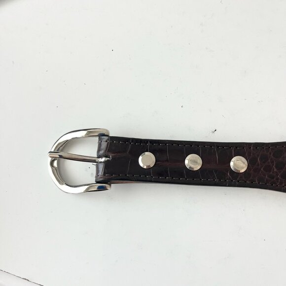 NEW Rod Patrick Boots Mens Western Belt 1.5 in Taper 44 in Brown Caiman Leather - Picture 3 of 13